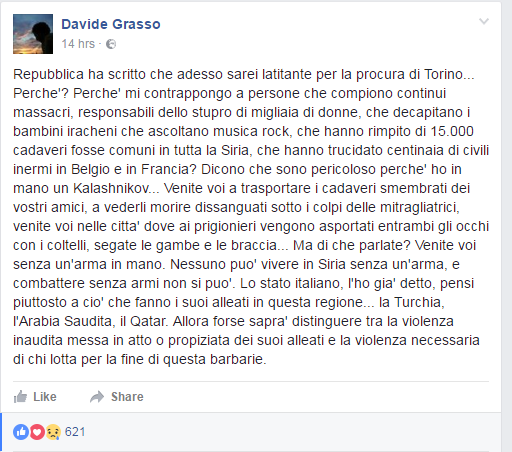 Davide Grasso: il foreign fighter italiano che ci mette in crisi sulla nostra guerra all’ISIS