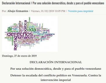 Internationale Deklaration “für eine demokratische Lösung in Venezuela”