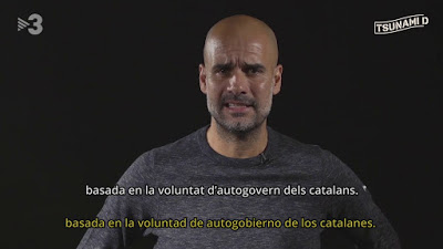 Message to the world from Pep Guardiola on behalf of Catalonia’s Tsunami Democràtic